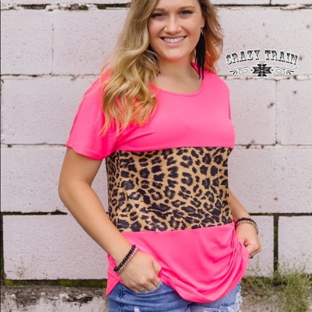 Crazy Train Pink & Leopard Top